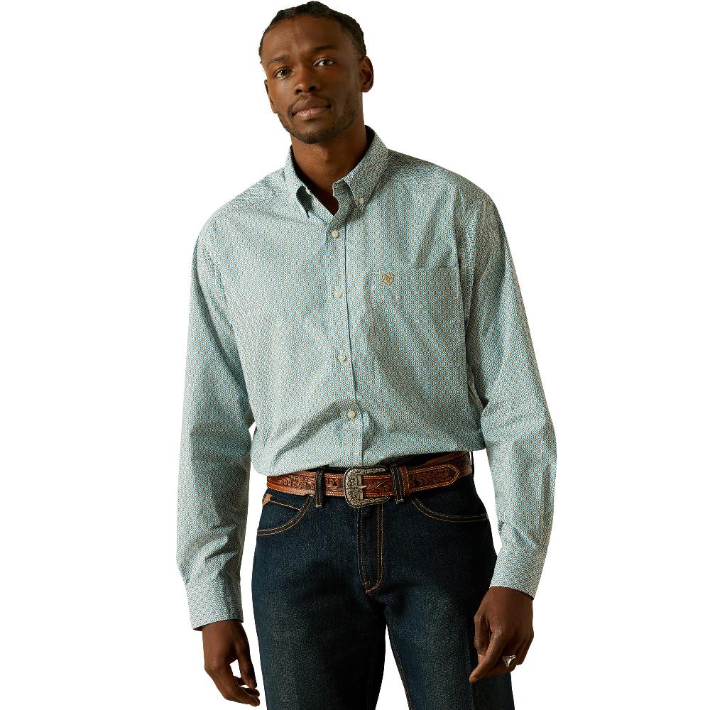 Ariat Aqua Blue Banner Men's Collared Longsleeve Button Front Classic Fit Shirt 10062206