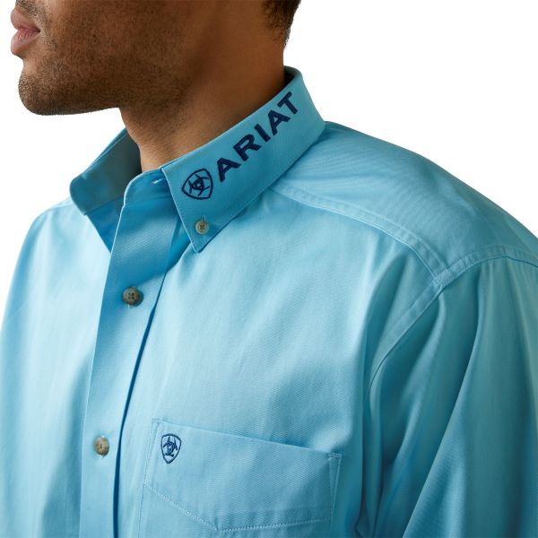 Ariat Aqua Team Logo Men's Classic Fit Twill Button Down Longsleeve Shirt 10044940