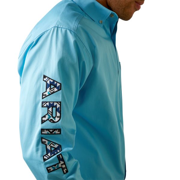 Ariat Aqua Team Logo Men's Classic Fit Twill Button Down Longsleeve Shirt 10044940
