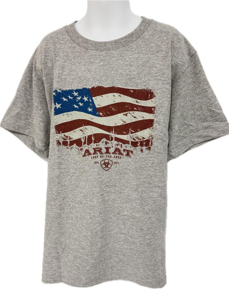 Ariat Athletic Heather Flagscape Land of the Free Boys Graphic T-Shirt 10042806