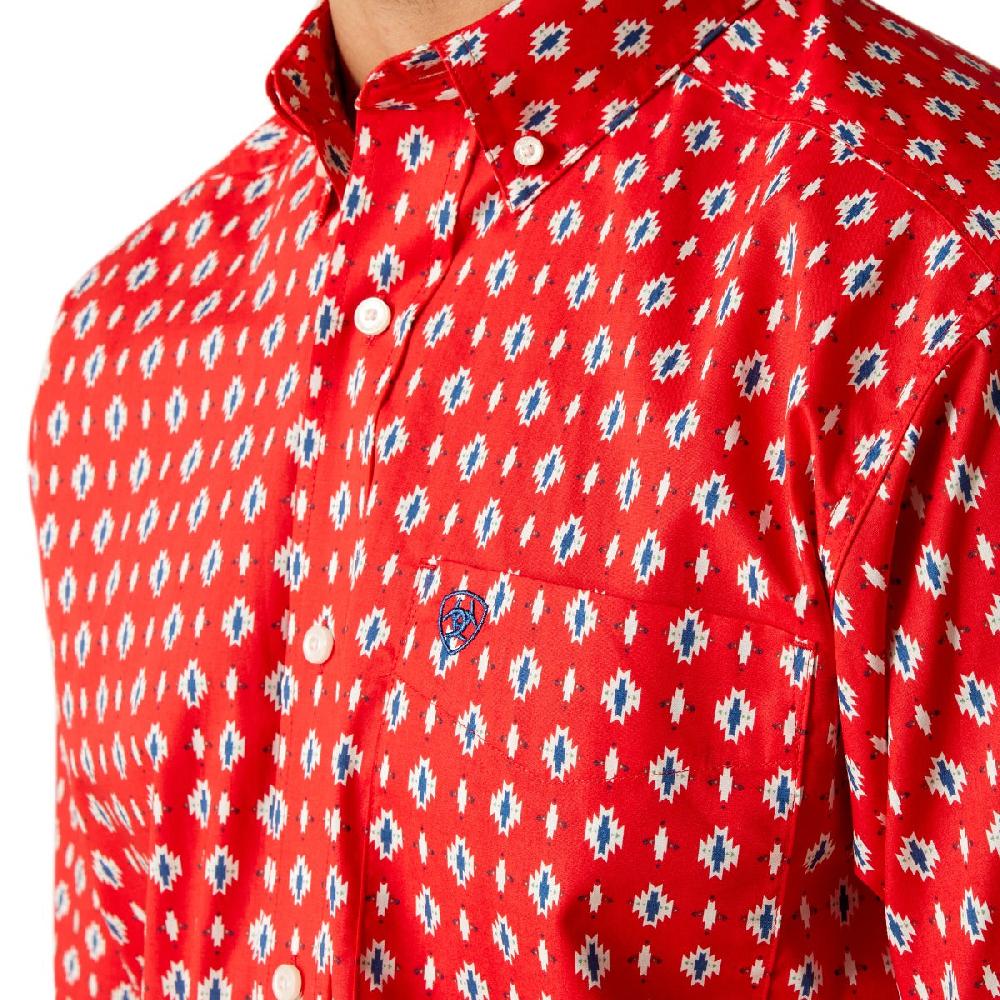 Ariat Beacon Red Decker Classic Fit Short Sleeve Men's Collared Button Down Shirt 10051494