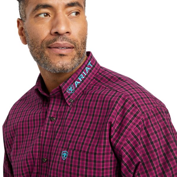 Ariat Beet Red Pro Series Team Cooper Classic Fit Men's Shirt With Turquoise Logo 10042355