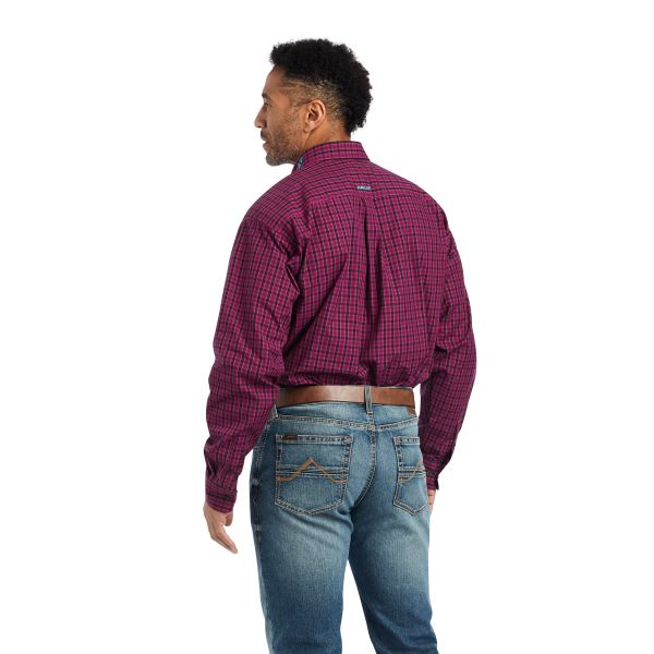 Ariat Beet Red Pro Series Team Cooper Classic Fit Men's Shirt With Turquoise Logo 10042355