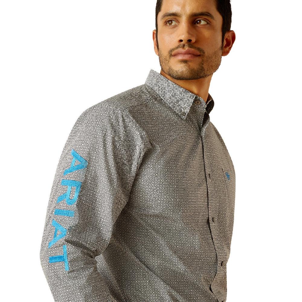 Ariat Beige Team Gareth Men's Collared Button Down Longsleeve Fitted Shirt 10048397