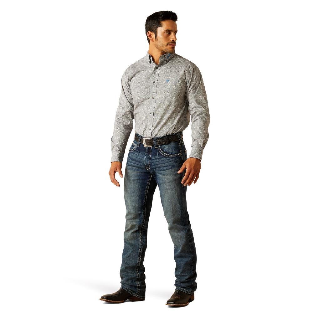 Ariat Beige Team Gareth Men's Collared Button Down Longsleeve Fitted Shirt 10048397