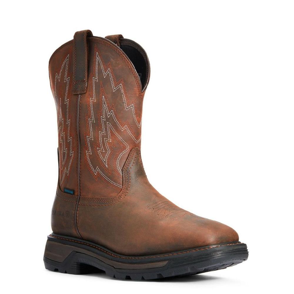 Ariat Big Rig H20 Distressed Brown Mens Western Boots 10033991