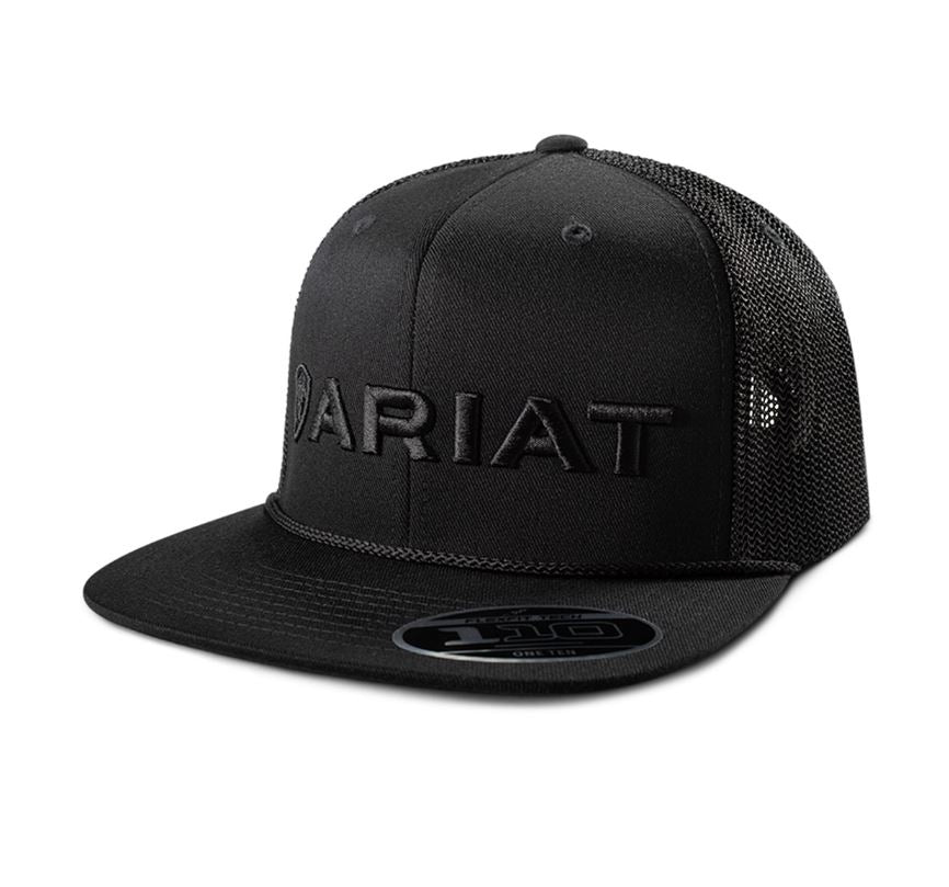 Ariat Black 6 Panel Structured Men's Snapback Cap with Embroidery A300091801