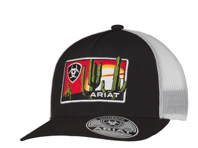 Ariat Black 6 Panel Structured Snapback Men's Cap with Desert Scene Logo Patch A300085701