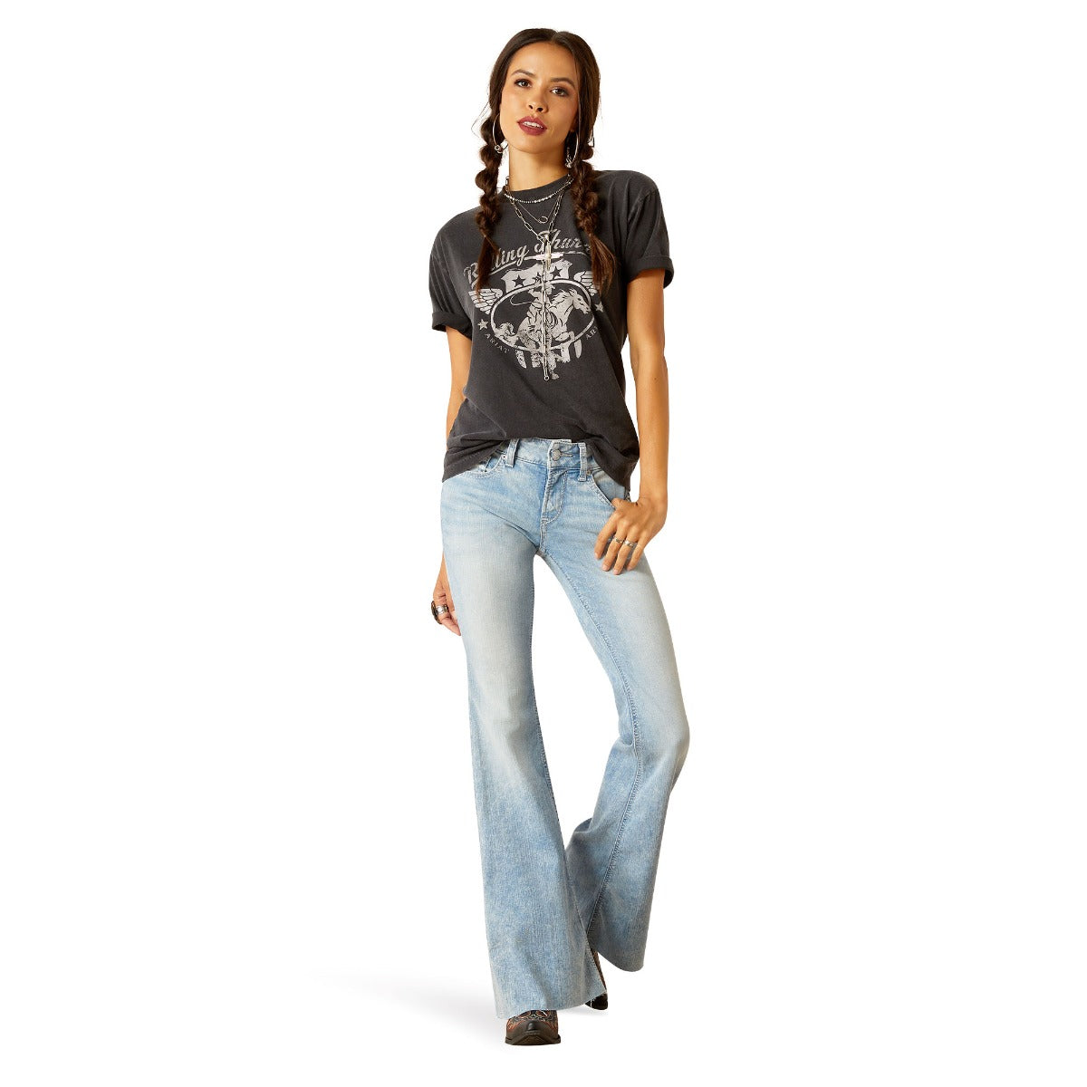 Ariat Black Acid Wash Rolling Thunder Women's T-Shirt 10051274