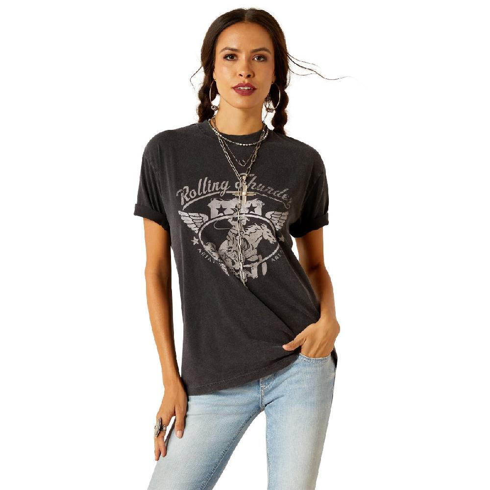 Ariat Black Acid Wash Rolling Thunder Women's T-Shirt 10051274