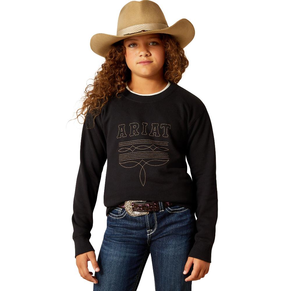 Ariat Black Booted Logo Girls' Sweatshirt 10062846