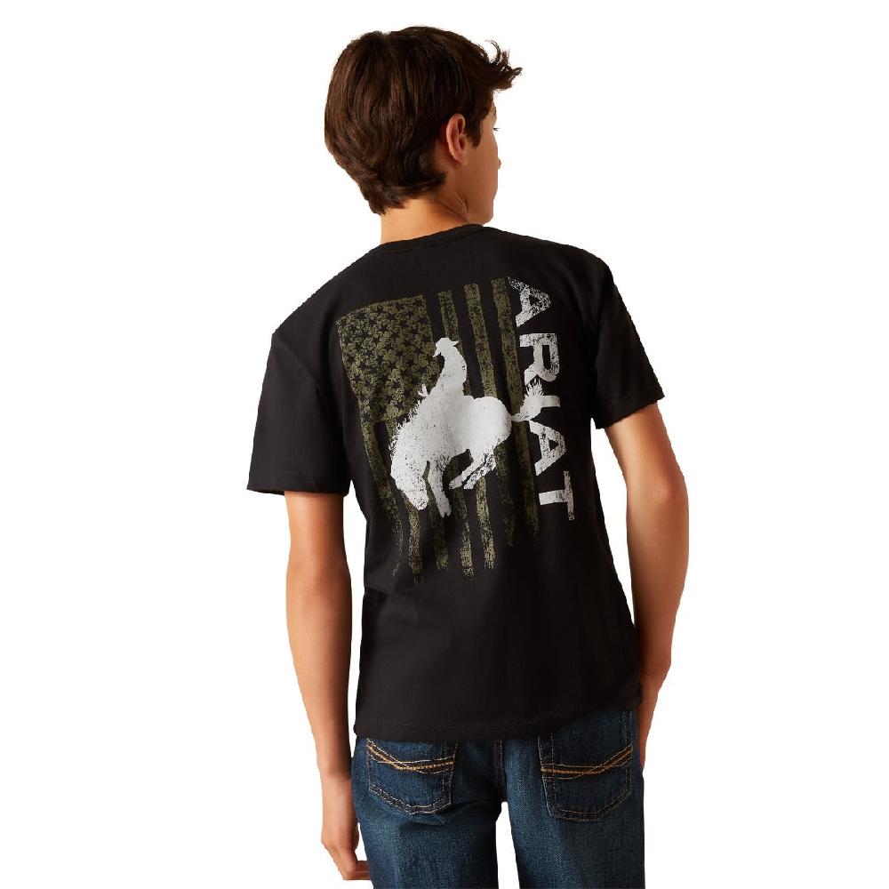 Ariat Black Bronco Flag Boy's T-Shirt 10047915
