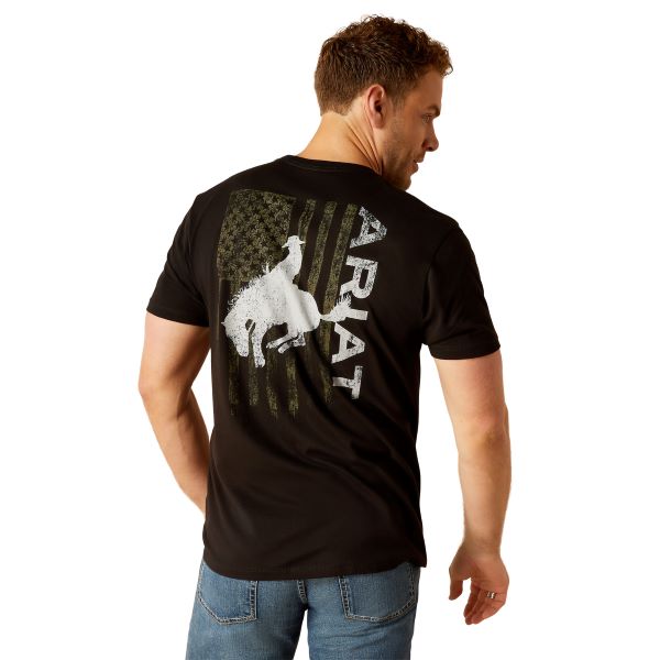 Ariat Black Bronco Flag Men's T-Shirt 10047897
