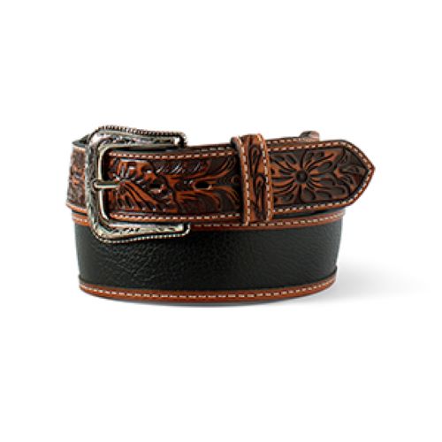 Ariat Black/Brown Embossed Men's Leather Belt A1040101