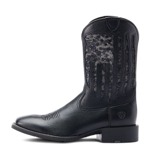 Ariat Black/Camo Sport My Country Wide Square Toe Men's Western Boots 10044563