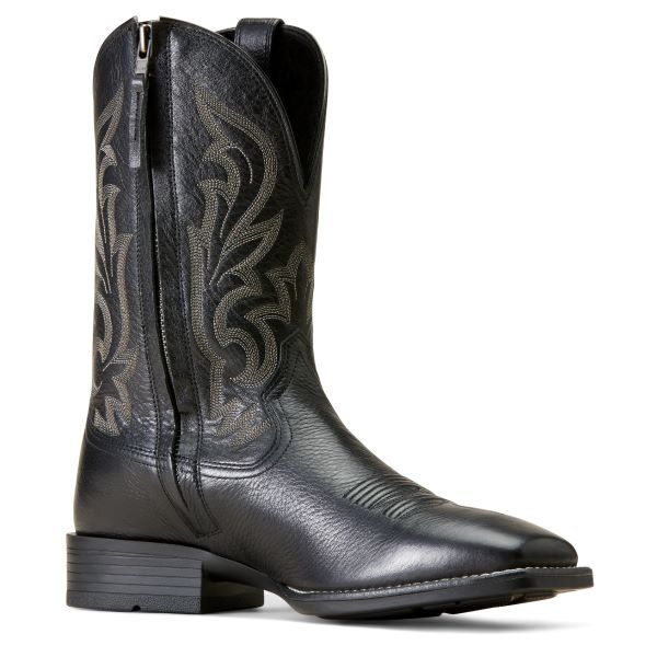 Ariat Black Deertan Slim Zip Ultra Men's Wide Square Toe Western Boots 10046852