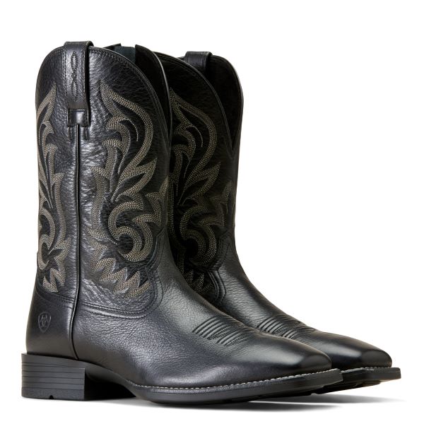 Ariat Black Deertan Slim Zip Ultra Men's Wide Square Toe Western Boots 10046852