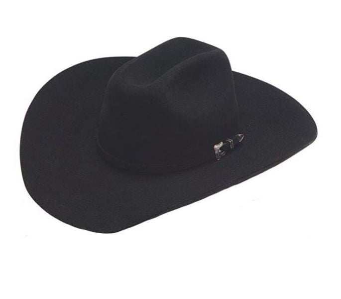 Ariat Black Fur 20X Self Buckle Band Wool Felt Fur Western Hat A7650201