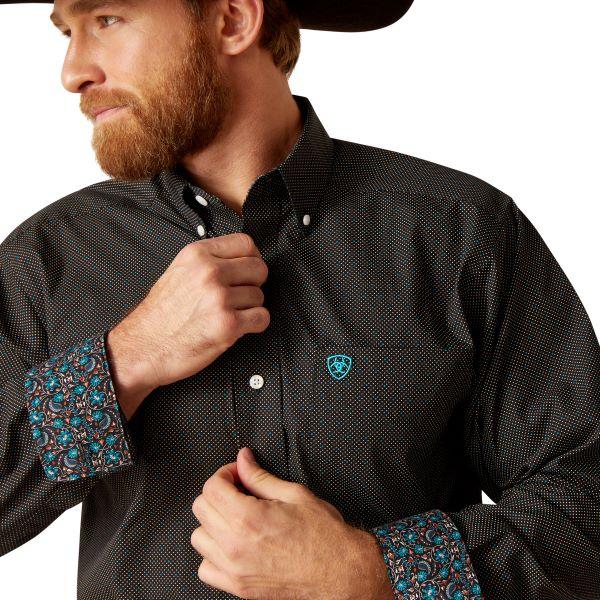 Ariat Black Gian Men's Wrinkle Free Fitted Longsleeve Button Down Shirt 10047337