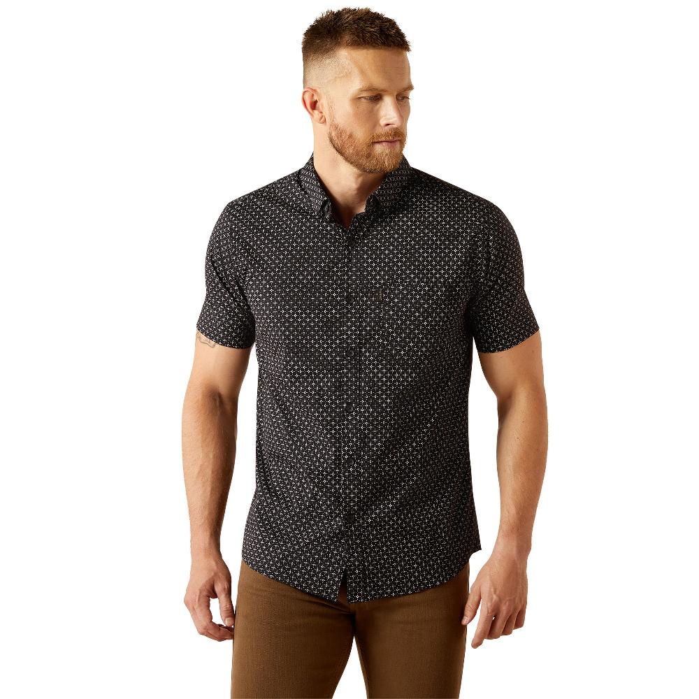 Ariat Black Mars Men's Collared Modern Fit Short Sleeve Button Front Shirt 10058984