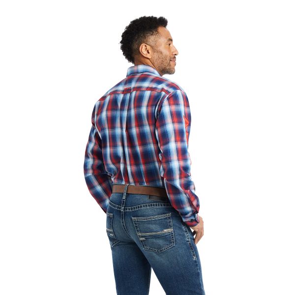 Ariat Black Pro Series Team Cory Fitted Men's Shirt With Black Red Blue And White Plaid 10042359
