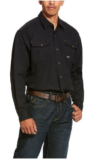 Ariat Black Rebar Made Tough Durastretch Classic Long Sleeve Work Shirt 10027826