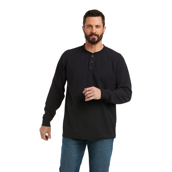 Ariat Black Rebar Mens Thermal Henley Shirt 10037361