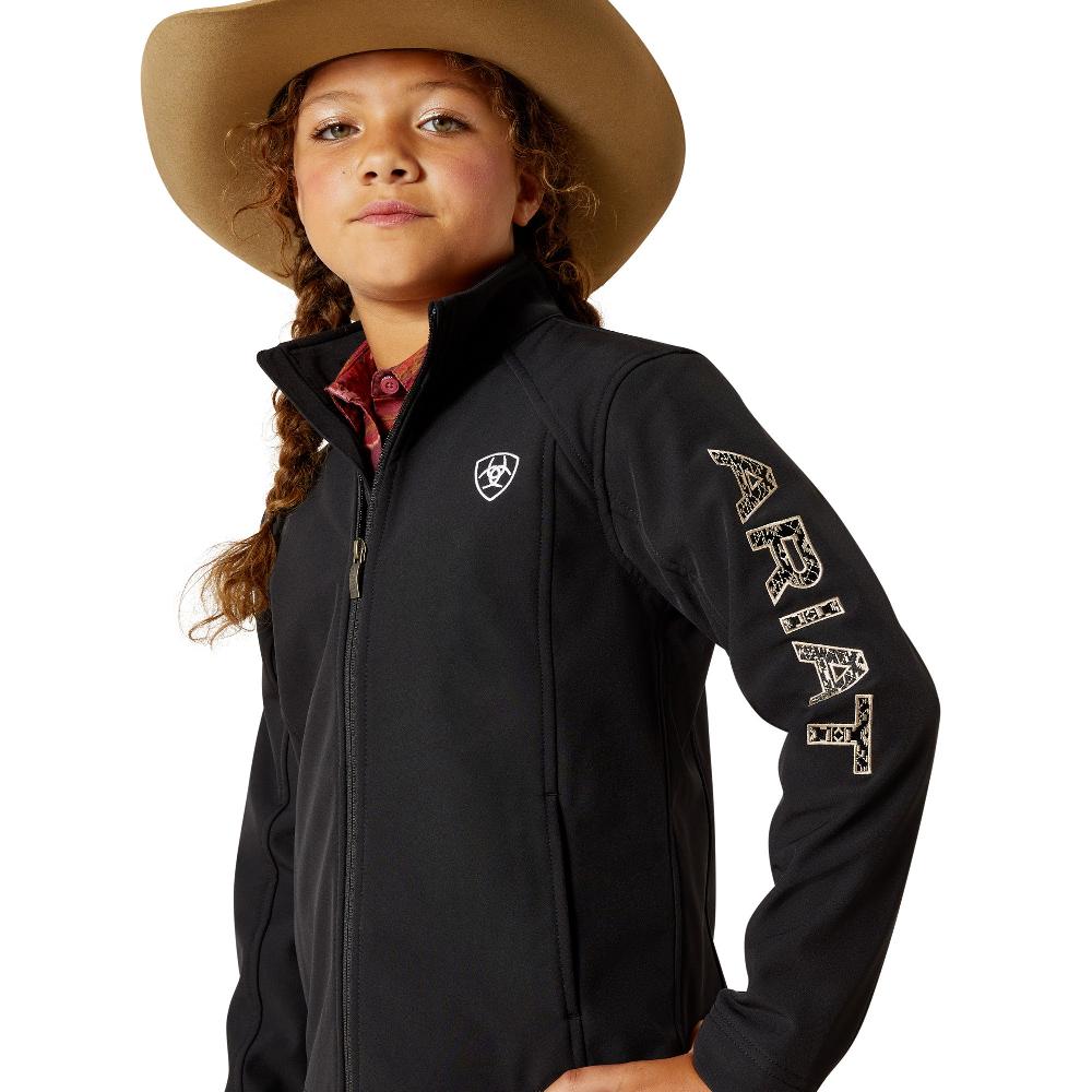 Ariat Black/Southwest Minimal Print Logo Softshell Girl's Jacket 10062867