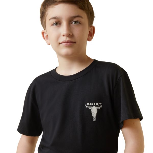 Ariat Black Steer Skull Flag Boys T-Shirt 10044753
