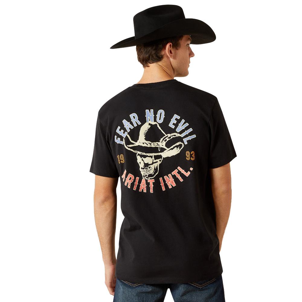 Ariat Black Stitched Skull Men's 'Fear No Evil' Short Sleeve T-Shirt 10062423