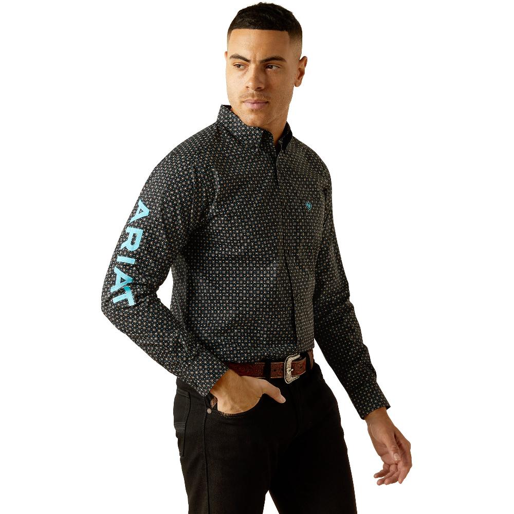 Ariat Black Team Abel Men's Collared Longsleeve Fitted Button Front Shirt 10058738