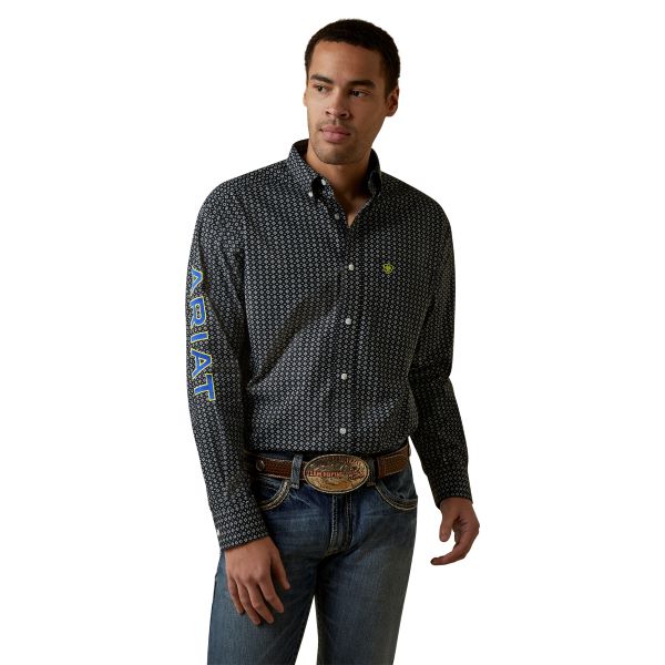Ariat Black Team Peyton Classic Fit Men's Longsleeve Button Down Shirt 10045064