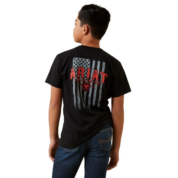 Ariat Black Western Vertical Flag Boy's Short Sleeve T-Shirt 10047651