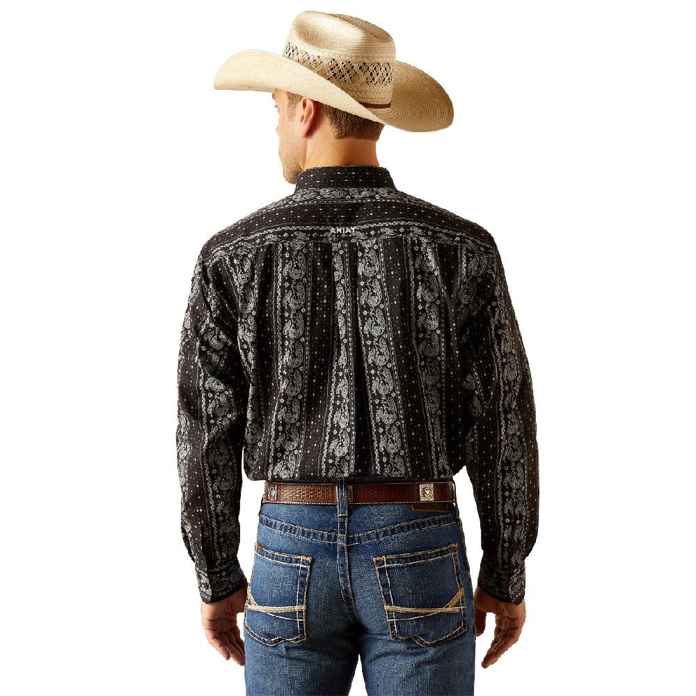 Ariat Black With Print Jared Men's Classic Fit Longsleeve Collared Button Down Shirt 10051460