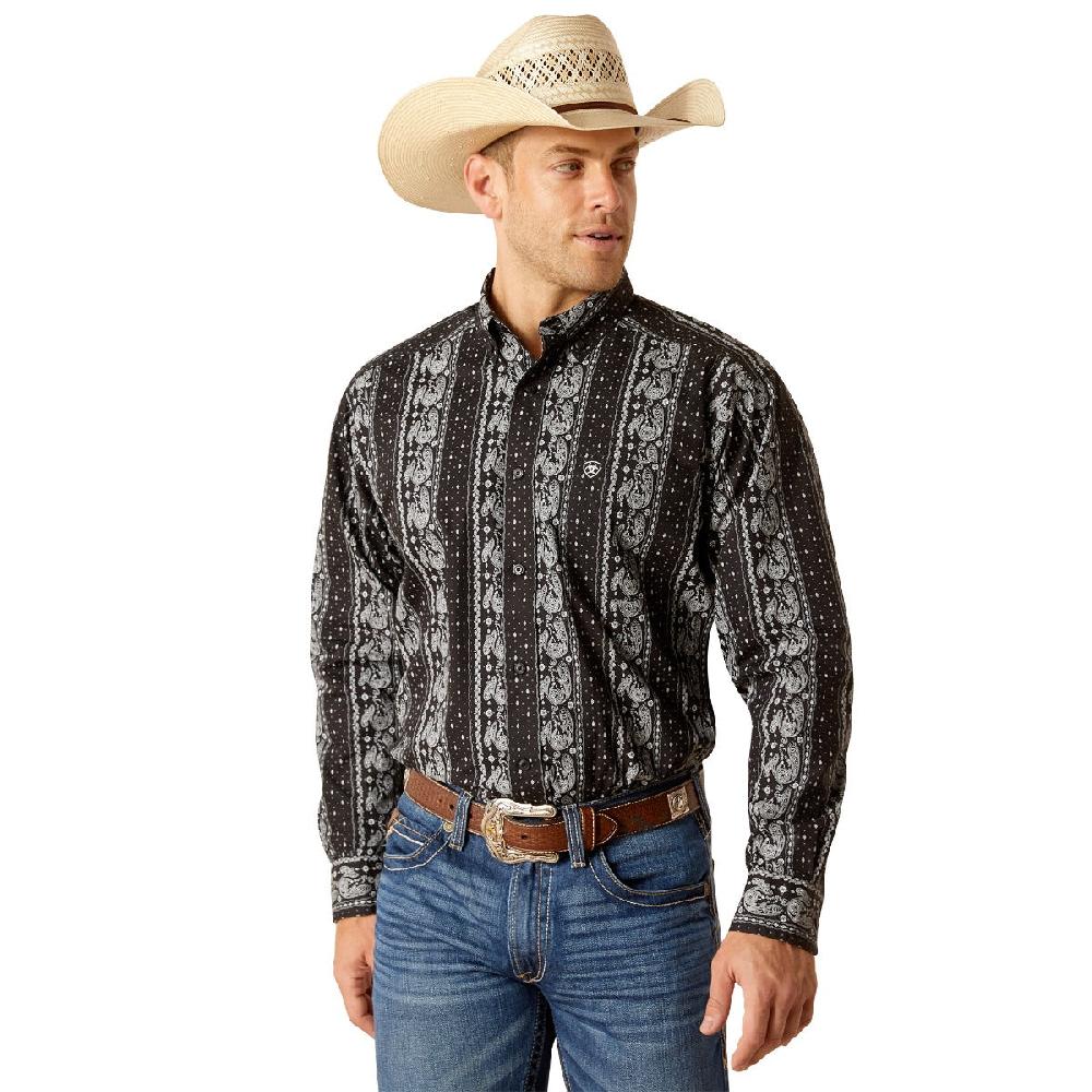 Ariat Black with Print Jared Men's Classic Fit Longsleeve Collared Button Down Shirt 10051460