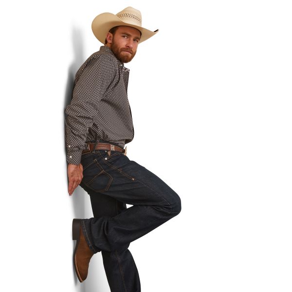 Ariat Black With Print Men's Wrinkle Free Fitted Oscar Shirt 10043856