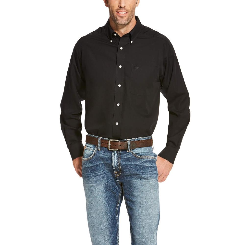 Ariat Black Wrinkle Free Solid Mens Longsleeve Shirt 10020328