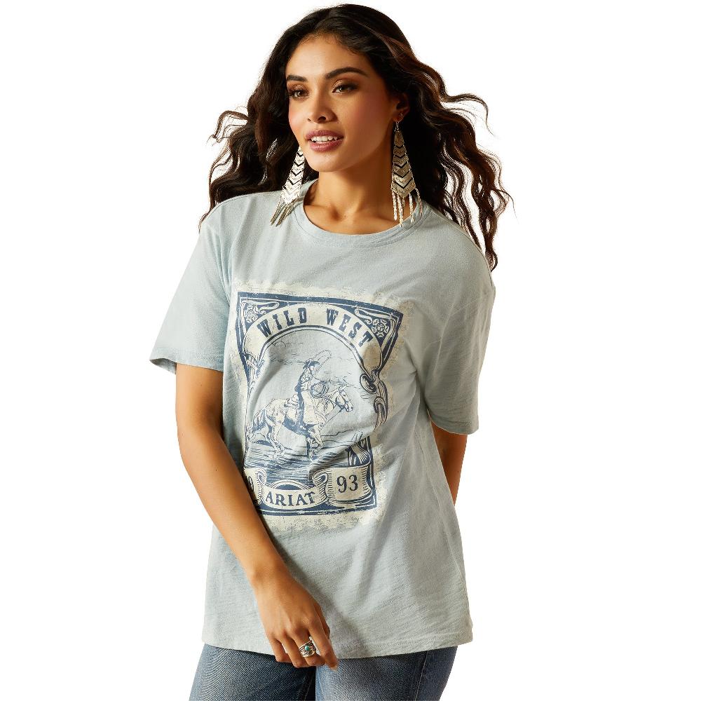 Ariat Bleached Blue Wild West Stamp Women's Short Sleeve T-Shirt 10055128