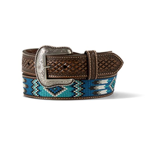 Ariat Blue and Brown Southwestern Pattern Men's Belt A1038702