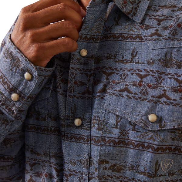 Ariat Blue Haddington Retro Fit Men's Snap Shirt 10043892