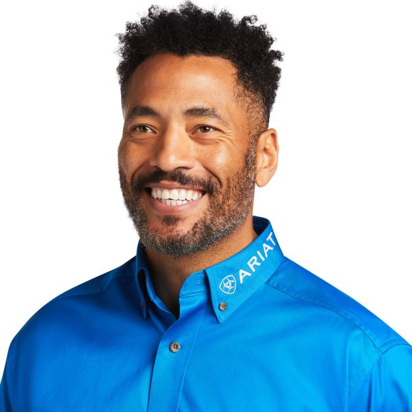 Ariat Blue Logo Solid Twill Button Down Mens Shirt 10039370