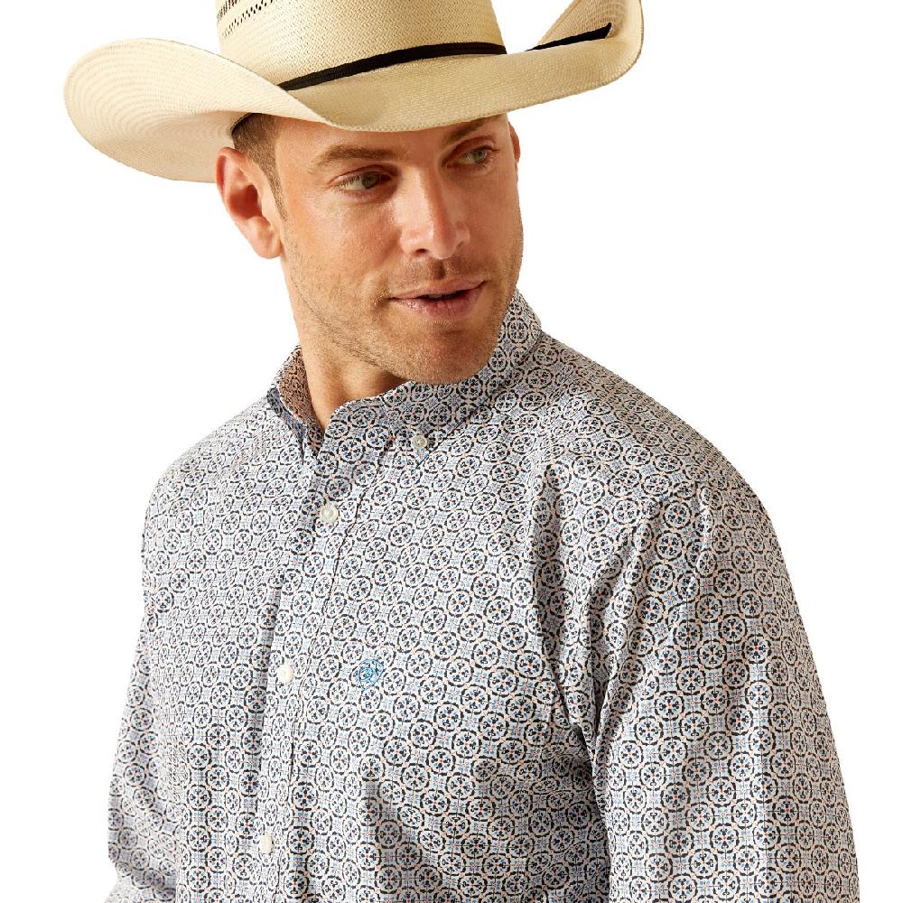 Ariat Blue MNS Ronald Men's Classic Fit Collared Longsleeve Button Down Shirt 10051513