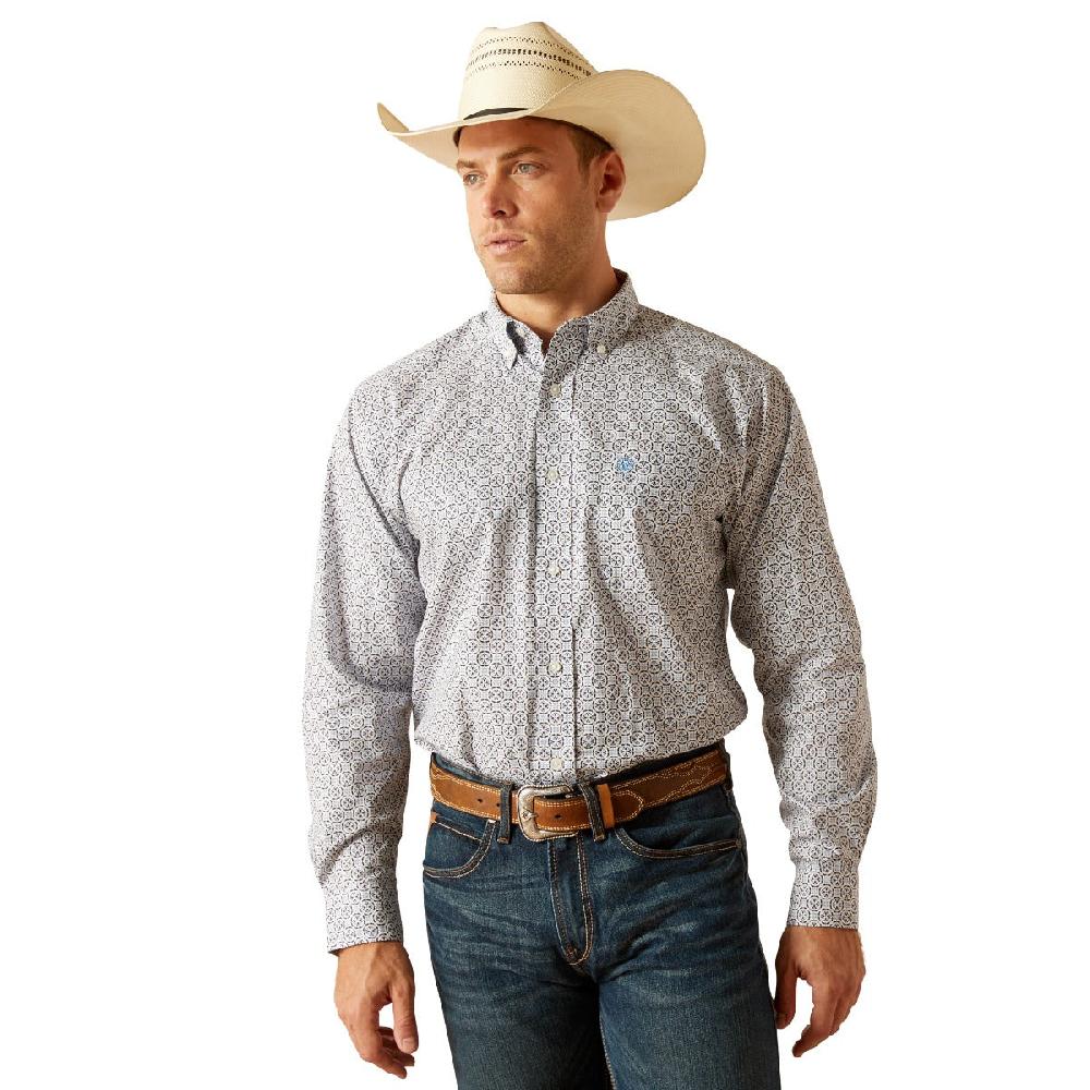 Ariat Blue MNS Ronald Men's Classic Fit Collared Longsleeve Button Down Shirt 10051513