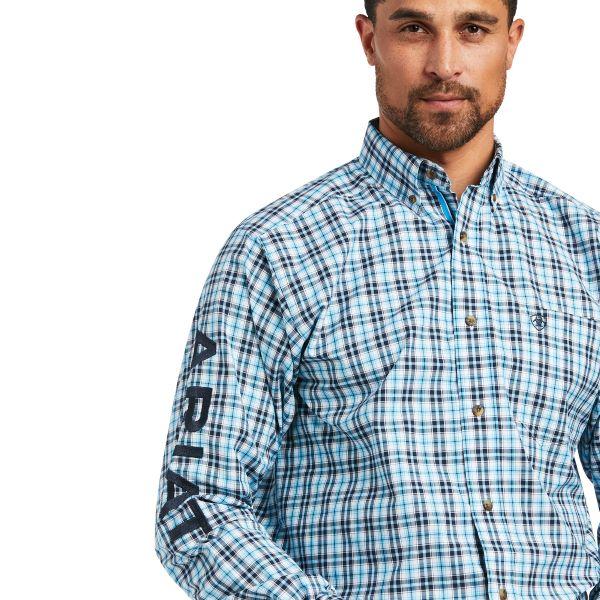 Ariat Blue Plaid Team Pro Series Mens Logo Shirt 10039244
