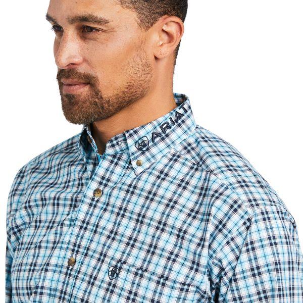 Ariat Blue Plaid Team Pro Series Mens Logo Shirt 10039244