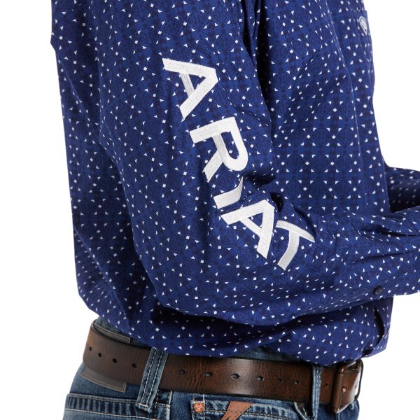 Ariat Blue Print Team Logo Mens Longsleeve Shirt 10038085