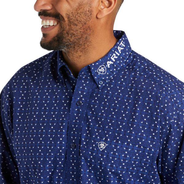 Ariat Blue Print Team Logo Mens Longsleeve Shirt 10038085