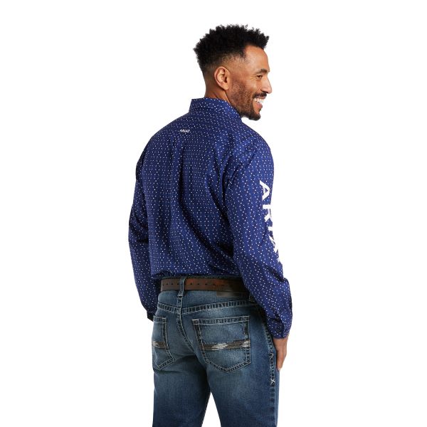 Ariat Blue Print Team Logo Mens Longsleeve Shirt 10038085