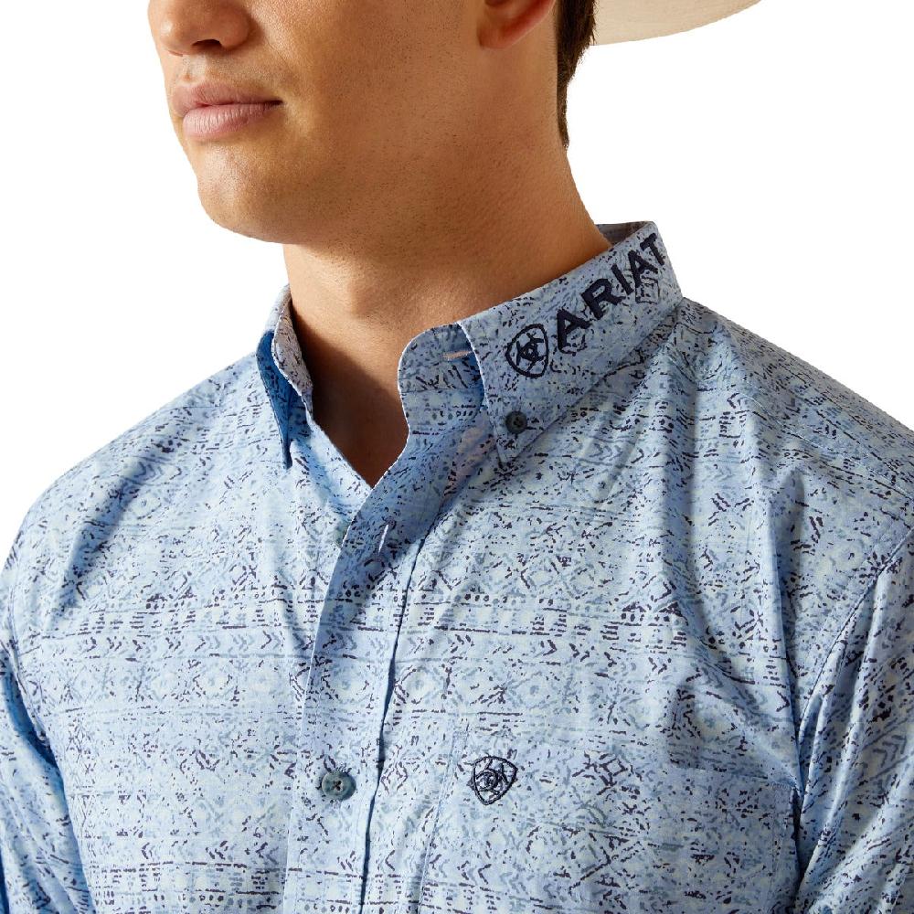 Ariat Blue Team Vaughn Men's Collared Longsleeve Fitted Button Down Shirt 10051500