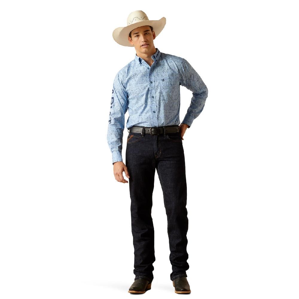 Ariat Blue Team Vaughn Men's Collared Longsleeve Fitted Button Down Shirt 10051500